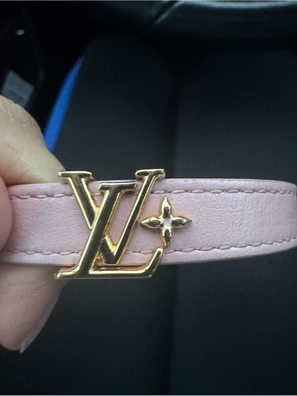 Louis Vuitton Pink Leather Iconic Bracelet Size 17